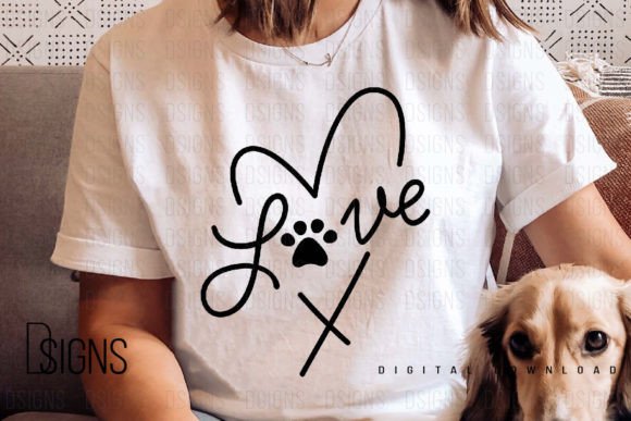 Dog and cat lover sublimation design featuring love heart and paw elements