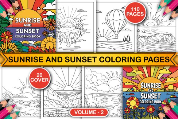 Sunrise and Sunset Coloring Book Cover with Scenic Designs