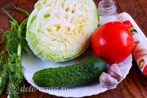 Салат из капусты, огурцов и помидоров: Ингредиенты Салат из капусты, огурцов и помидоров: Ингредиенты