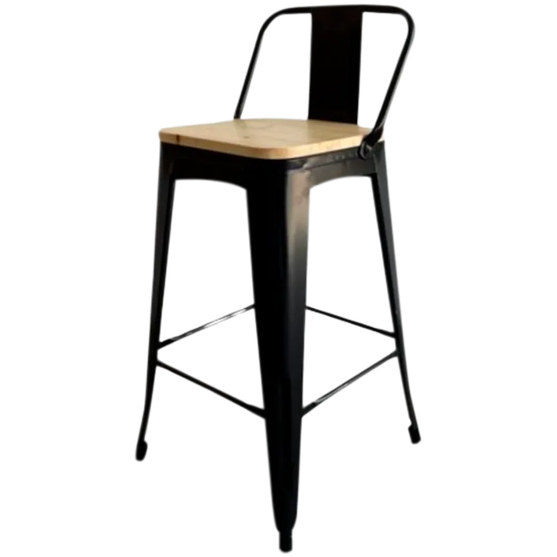 Piso Tolix con respaldo y base de madera