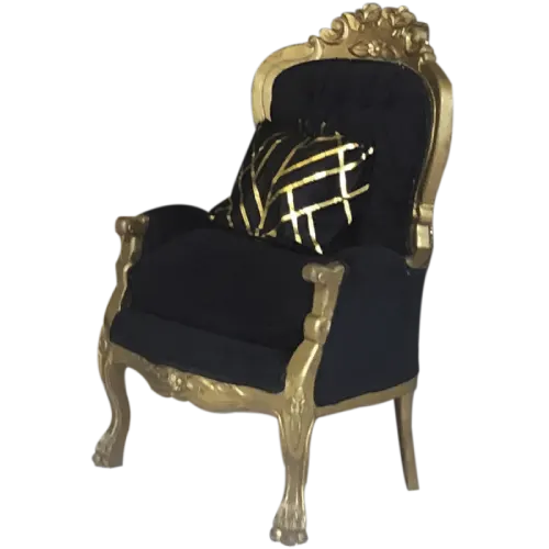 Sillón Luis XV Dorado con Negro