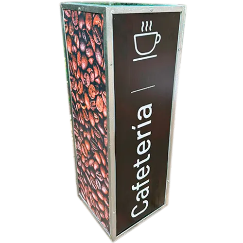 Plinto con gráfica de Café