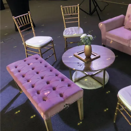 Banco de Terciopelo con Capitoneado Rosa