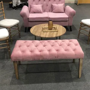 Banco de Terciopelo con Capitoneado Rosa