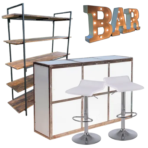 Barra + Palabra BAR + Estantería + Pisos