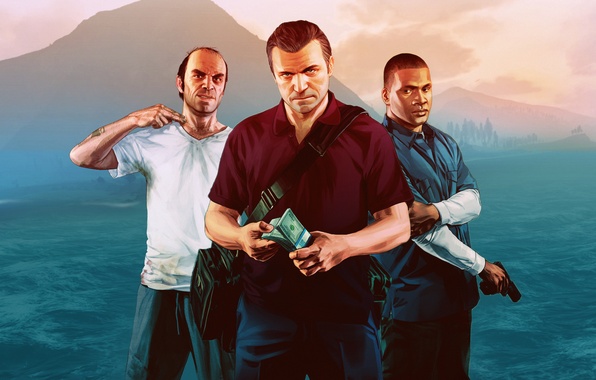Фото обои майкл, франклин, gta5, тревор