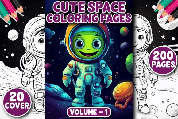 Cute Space Coloring Book Cover