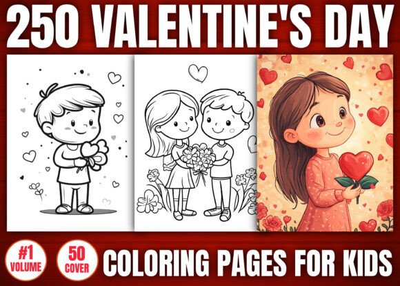 250 Valentine's Day Coloring Book Cover
