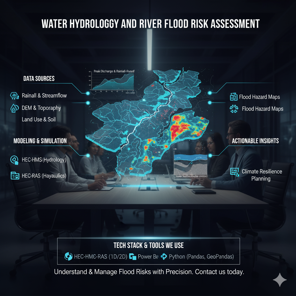 Water Hydrology & River Flood Risk Assessment using HEC-HMS and HEC-RAS