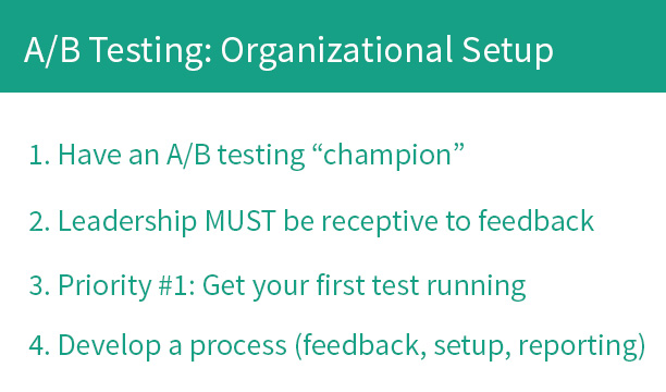 A/B testing: organizational setup