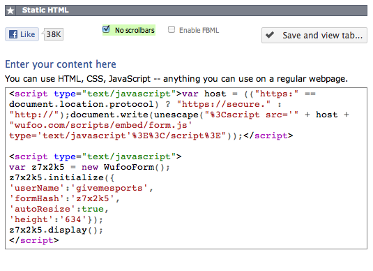wufoo Embed Facebook