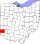 Map of Ohio highlighting Butler County