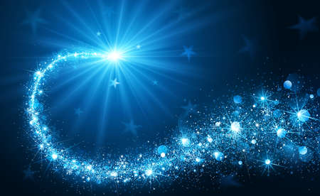 Christmas background with blue magic star. vector illustration