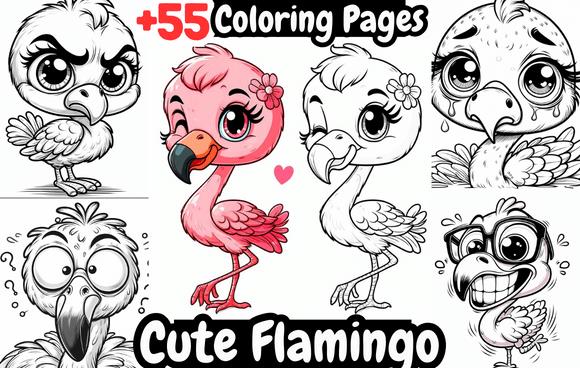 Cute Flamingo Coloring Book Cover