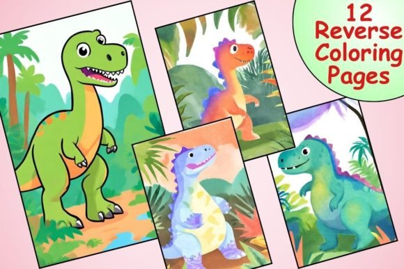 Dinosaur Reverse Coloring Pages Preview