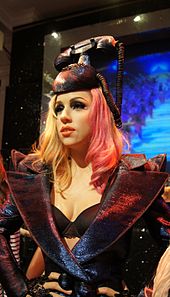 A wax statue of Lady Gaga.