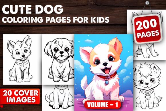 Cute Dog Coloring Book Cover with Playful Puppies
