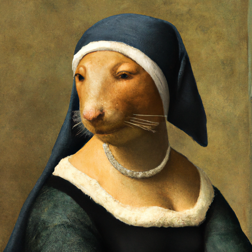 "a sea otter with a pearl earring" by Johannes Vermeer