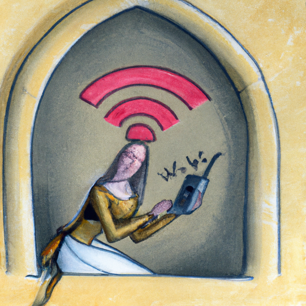 A medieval painting of the wifi not working