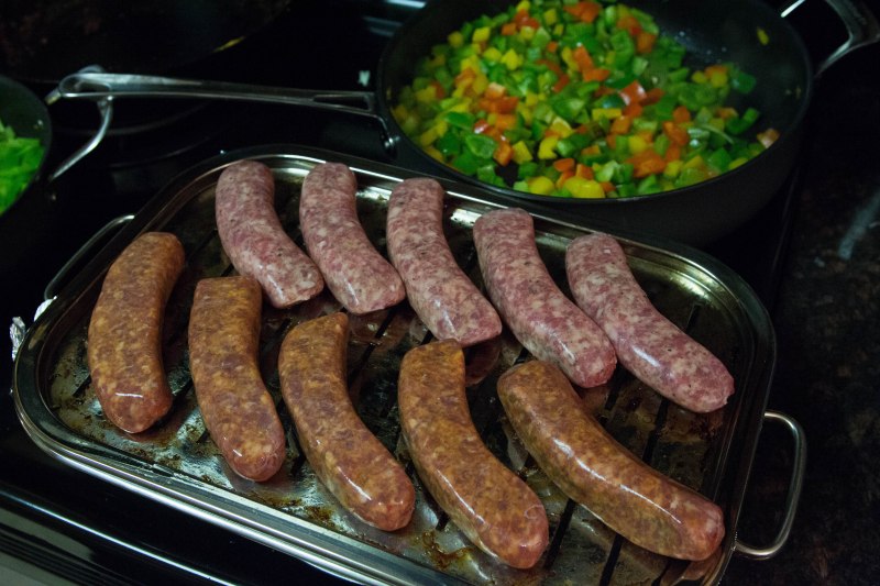 Hot Italian sausage, spinach, mushrooms, Gruyere