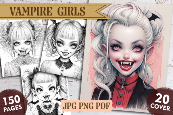 Vampire Girls Coloring Pages Preview