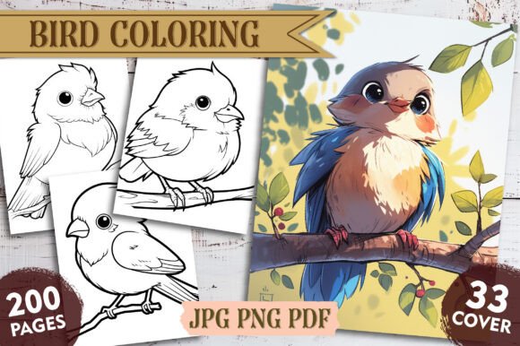 Cute Bird Coloring Book Cover