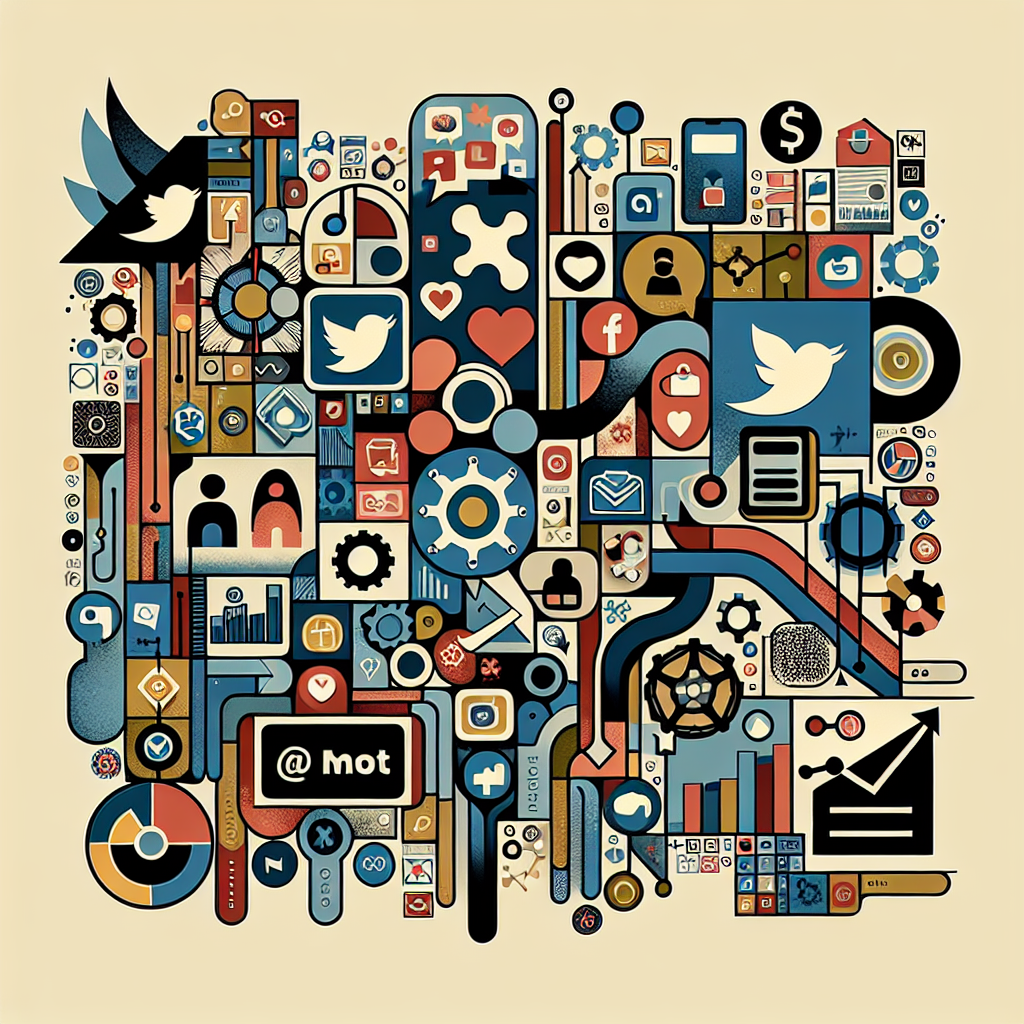Generate an image of a mixed-media collage combining social media icons, traditional marketing materials like flyers and business cards, and conversion optimization graphs, representing the blend of social media and traditional methods for effective lead generation.