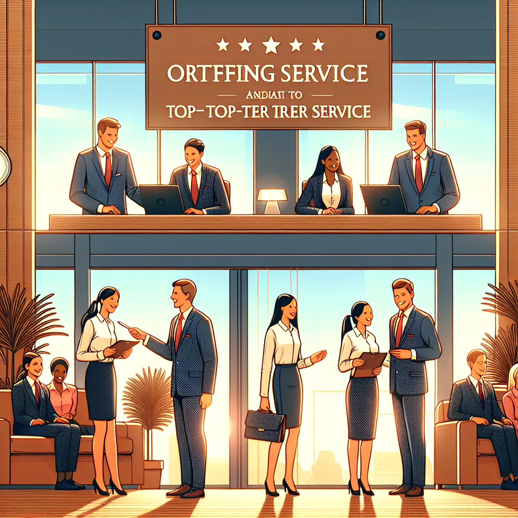 Generate an image illustrating exceptional customer and candidate experience at a staffing agency's office, featuring friendly staff assisting clients, a welcoming reception area, and happy candidates leaving with job offers. The ambiance should be warm and inviting, reflecting commitment to service excellence.