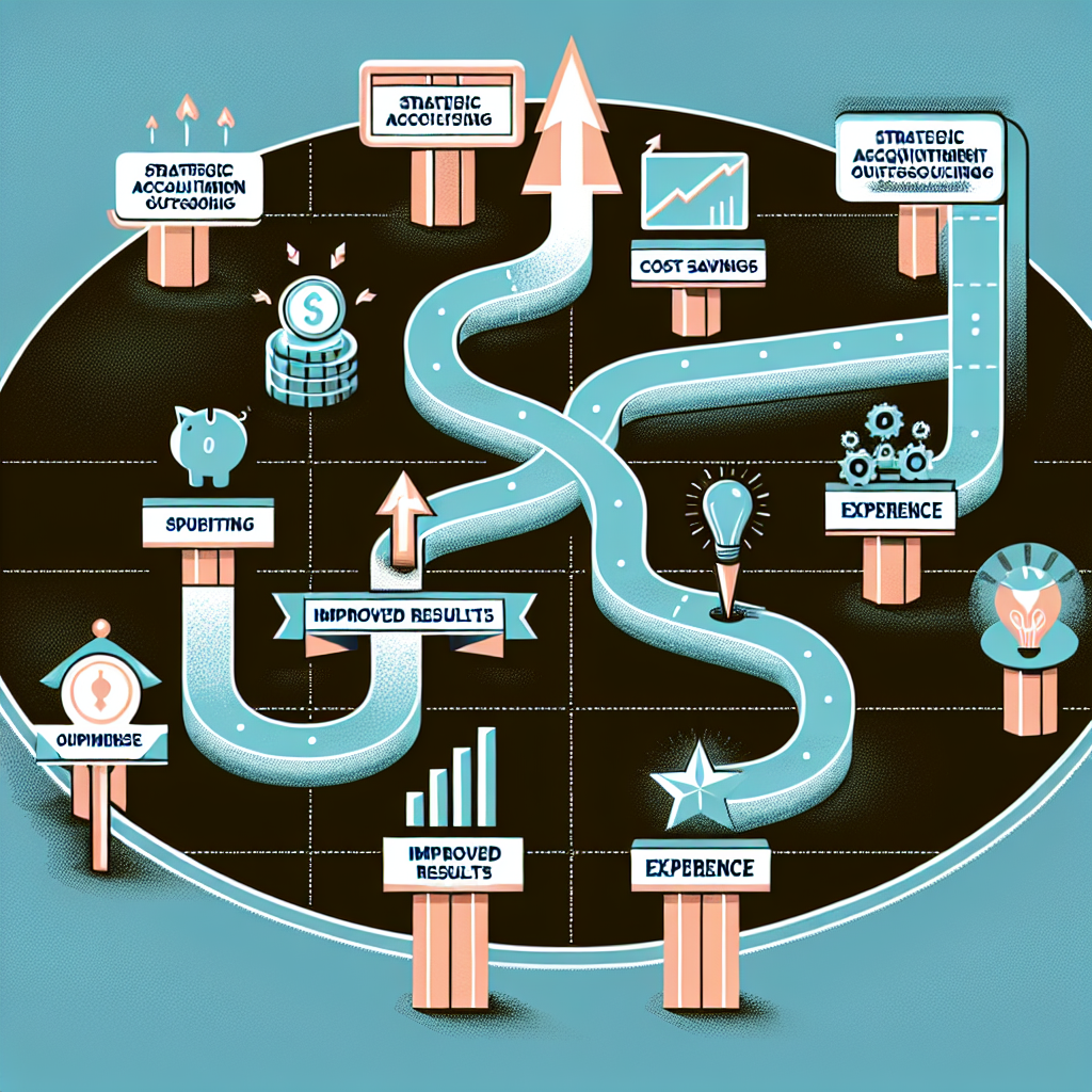 Generate an image of a business road map with clear marked paths leading to 'Core Activities'. Alongside the paths, show various signposts labeled with 'Cost Savings', 'Improved Results', and 'Expertise', illustrating the strategic benefits of outsourcing acquisition while the business focuses on its core objectives.