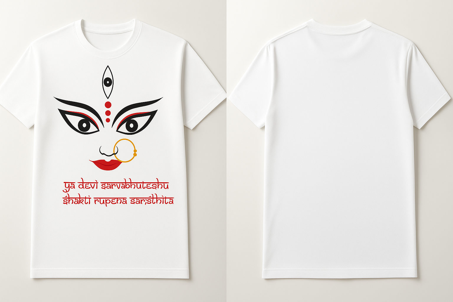 White Durga & Sloka T-Shirt