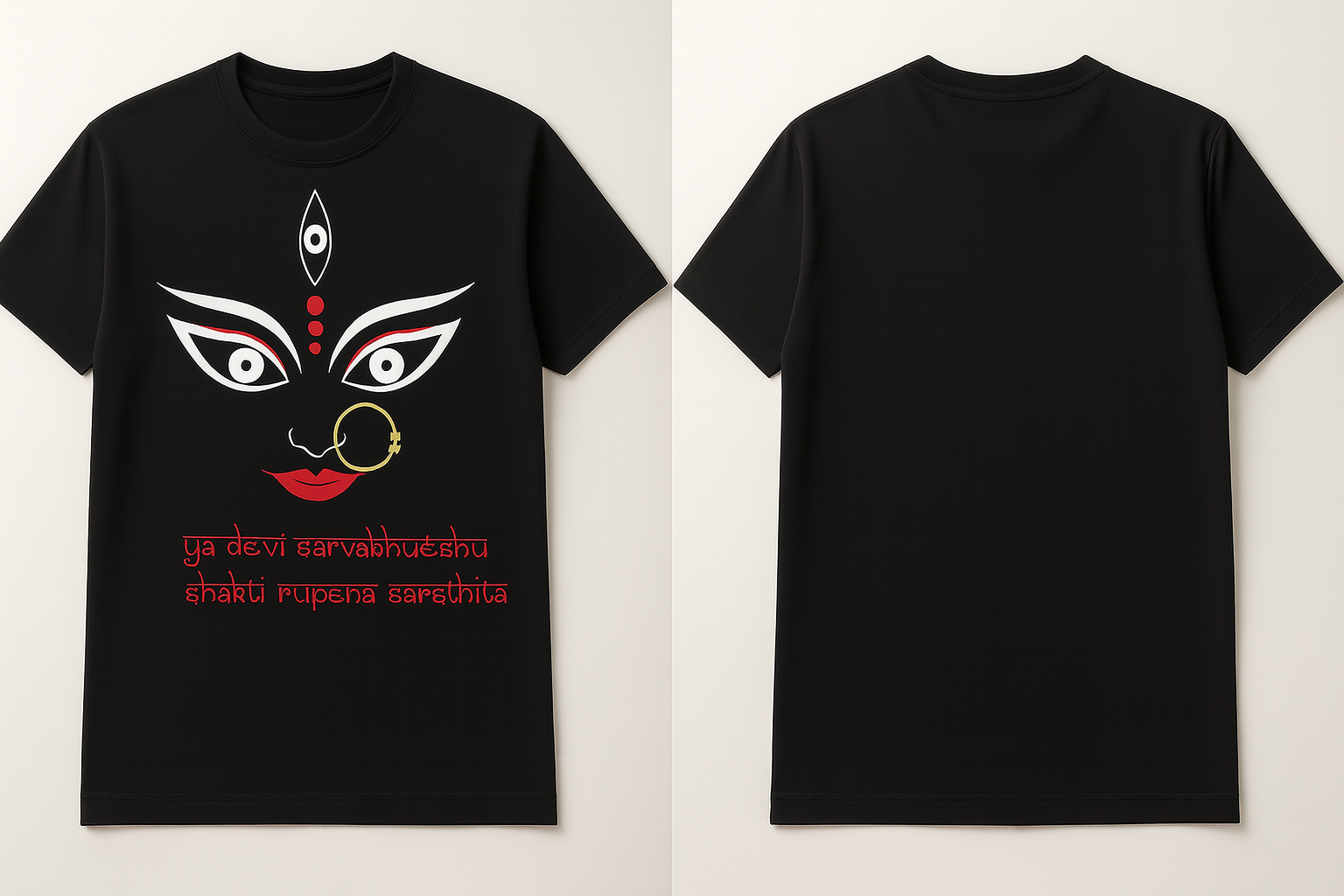 Black Durga & Sloka T-Shirt