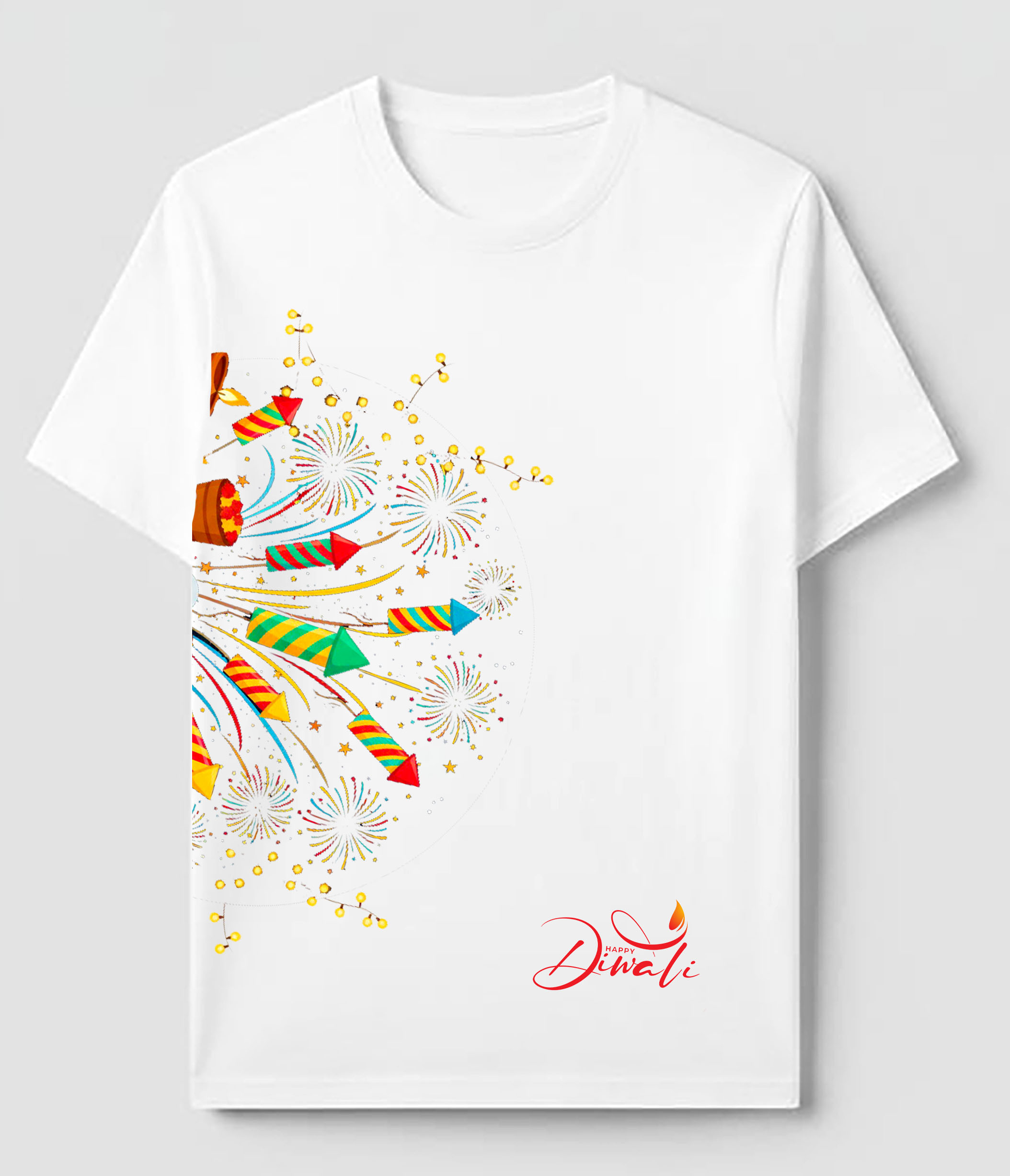 Diwali Side Design White T-Shirt