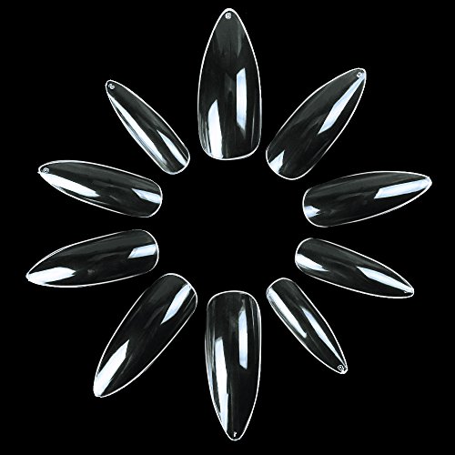 ECBASKET Clear Nail Tips Stiletto Nails Full Cover Fake Nails Long Artificial Press On Nails For Women Girls Men Boys...