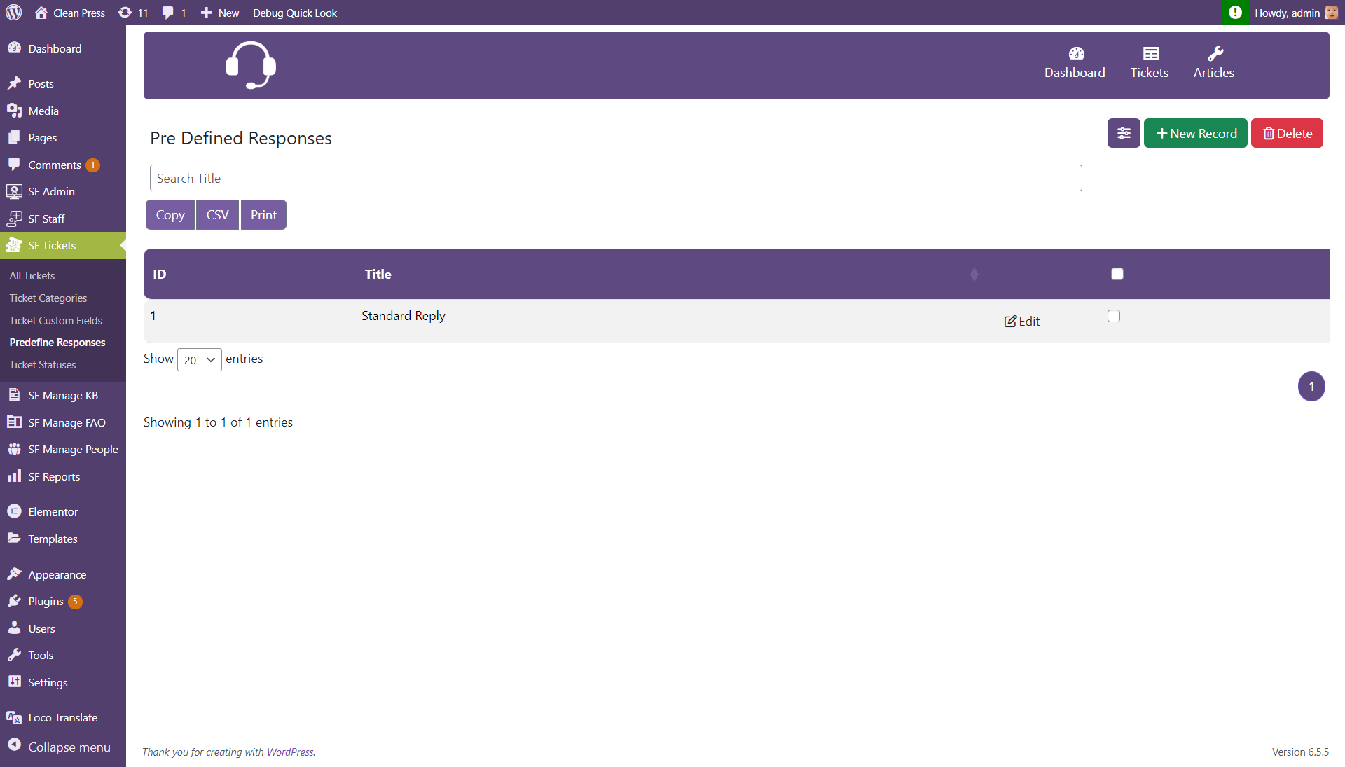 Tickets Section