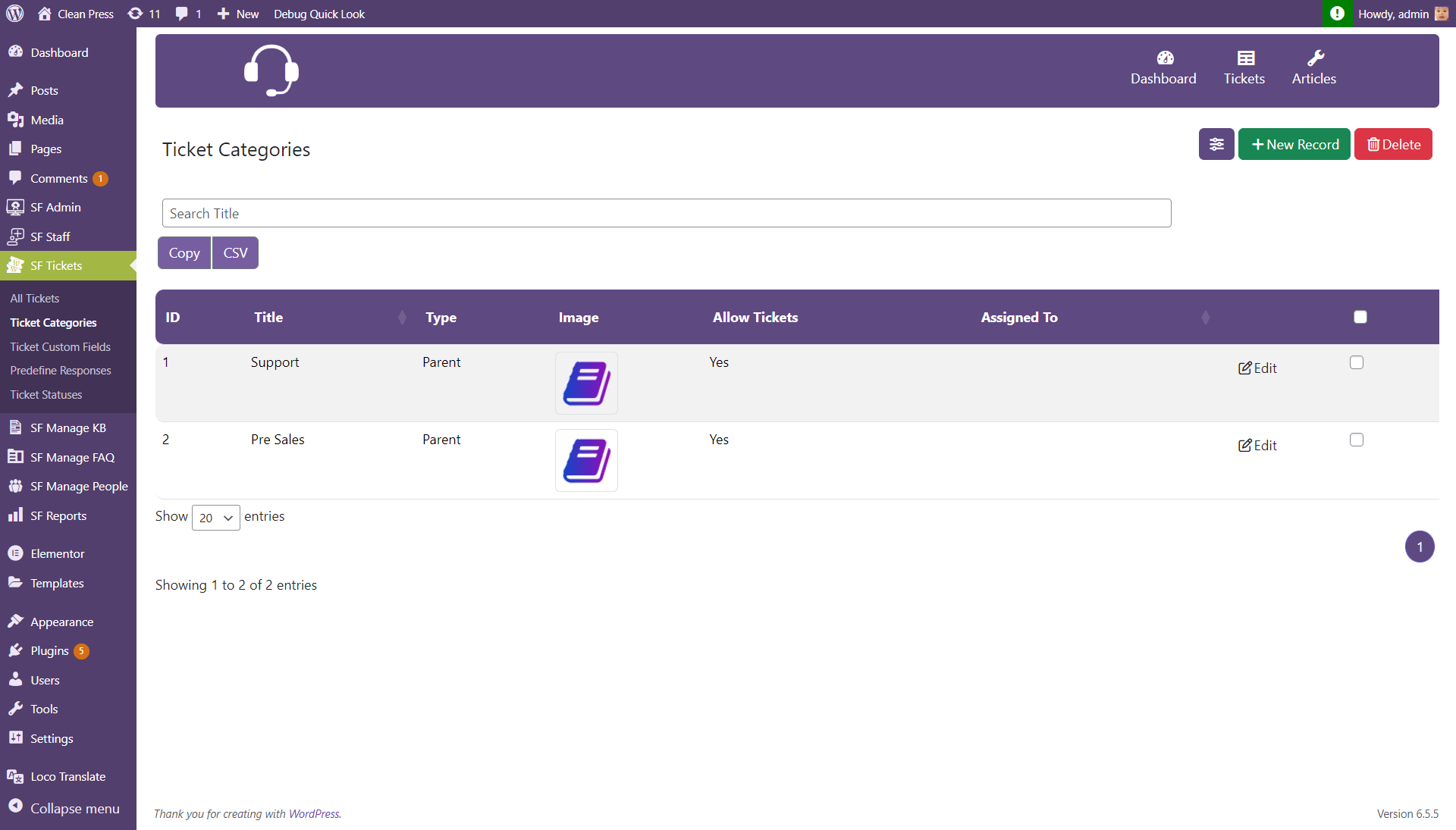 Tickets Section