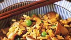 Corn and Mushrooms Fried Rice (v)