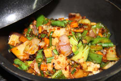 Fried Mixed Vegetable in Dry Pot.
