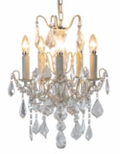 Antique Crackle White 5 Branch French Chandelier