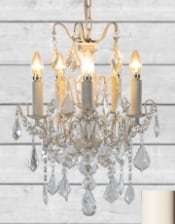 Antique Crackle White 5 Branch French Chandelier