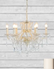 6 Branch Antique Crackle White Shallow Chandelier