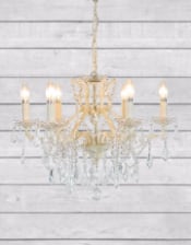 6 Branch Antique Crackle White Shallow Chandelier