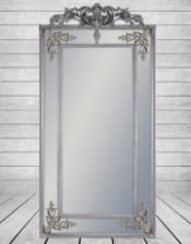 Tall Silver French Mirror with Crest