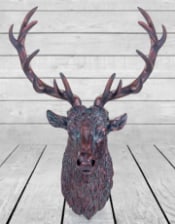 Large Antique Bronze Effect Stag Wall Head