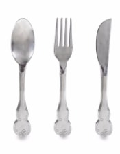 Polished Aluminium Fork, Knife & Spoon Set Wall Hangings