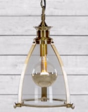 Brass and Glass Lantern Ceiling Light