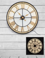 Black and Gold Back Lit Glass "Westminster" Wall Clock