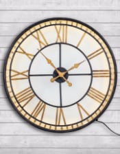 Black and Gold Back Lit Glass "Westminster" Wall Clock