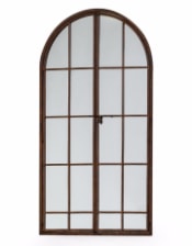 Antiqued Iron Large Arch Window Metal Mirror