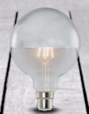 LED 3w Globe Retro Filament Bulb with Silver Crown (B22 large bayonet)