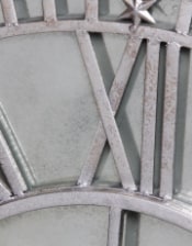 Large Silver Clock with Antique Mirror Face